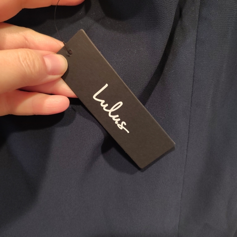 Lulus NWT Navy Blue Love Me Forever Tie Strap Square Neck Formal Maxi Dress 2X - Picture 5 of 9